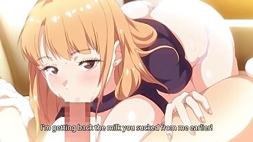 Hentai Anime Busty blonde throats big cock and fucks on table